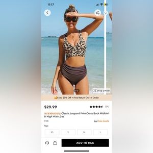 Classic Leopard Print Cross Back Midkini & High Waist Set